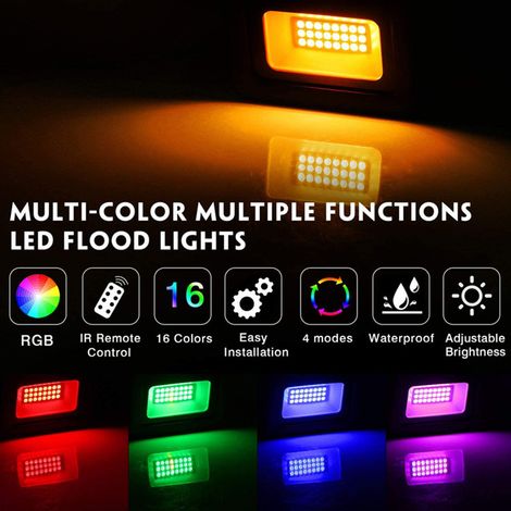 Ortviai Projecteur LED RGB 25 W Étanche IP66 avec Télécommande pour Extérieur, Mariages et Scènes (1/4)