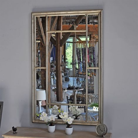 Miroir sur pied argenté en bois 140x90cm – Cadre chic et lumineux – Pour salon, entrée ou chambre – Impression de grandeur et de luxe – Cote Table (1/4)