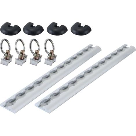 Kit de rails aériens en aluminium avec accessoires, 4 anneaux d'arrimage et 4 embouts - Rail pour sécuriser les charges sur remorques, camions, camping-cars et yachts. (1/4)