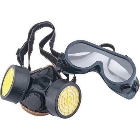 Masque Respiratoire Filtrant Anti-Chimique Masque à Gaz Anti-Pollution Nocives Vapeur, Masque Cartouche Protection Soupape de Facile à Respirer, Lunettes (1/5)