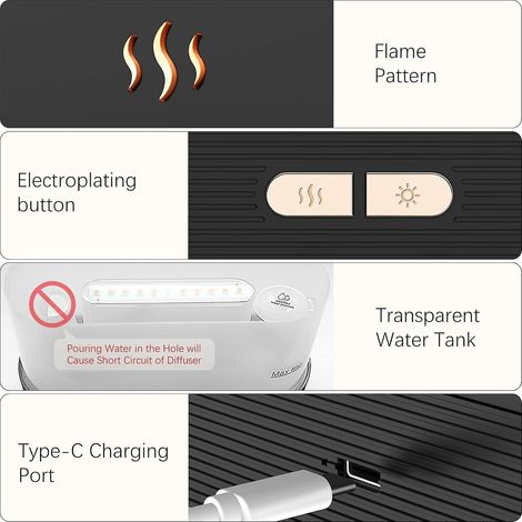 Mini humidificateur ultrasonique diffuseur d'arômes à flamme