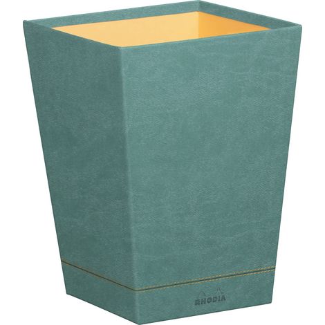 Corbeille à Papier Eau 24 x 24 x 32 cm Piqûres Sellier Orange Extérieur Simili Cuir Collection Home Office Organisation de Bureau Rangement Design