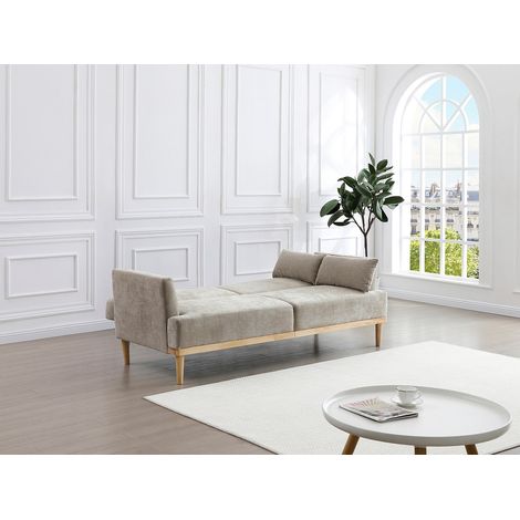 Divano letto 3 posti clic-clac in tessuto beige - AMBRILO (1/4)