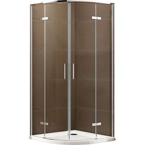 BERNSTEIN - Cabine de douche quart de cercle avec portes pivotantes - verre ESG 6mm - Profil Chrome - 80x80x195cm - EX406A (1/5)