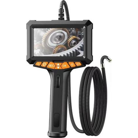 Endoscope articulé bidirectionnel avec lumière, écran IPS 5 pouces, sonde 8 mm, câble serpent résistant 1 m, inspection de paroi et pièces industriell