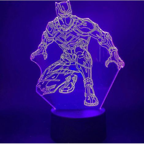 Lampe de chevet LED 3D Panthère Noire