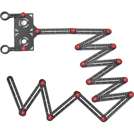 Règle de mesure multi-angles, localisateur d'ouverture de carrelage en céramique à 16 sections, outil de mesure d'angle en alliage d'aluminium avec localisateur de trou