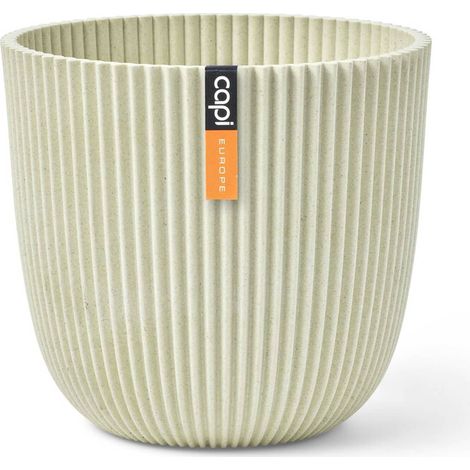 Capi Europe Übertopf Groove Kugel Beige Ø 25 cm - Kunststoff