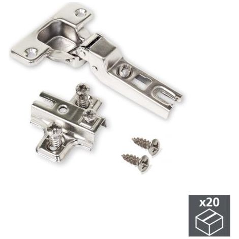 Emuca Bisagra de cazoleta, D. 35 mm, codo, apertura 110º, con suplemento Euro, 20 ud. -