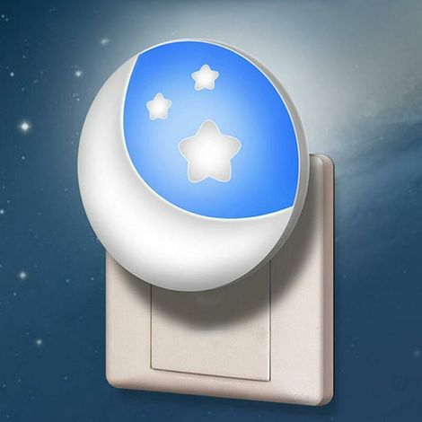 Veilleuse Prise électrique pour Enfant, Lampe Chevet Murale LED avec Capt Crépusculaire, Allumer / éteindre / Régler L'intensité Automatiquement, Chambre Nouveau-nés Décor étoiles Lune,,Lot de 2 (1/5)