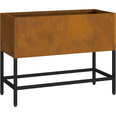 Fioriera rialzata moderna per giardino 60 x 26 x 45 cm resistente stile esterno di tendenza realizzata in acciaio arrugginito 020052101
