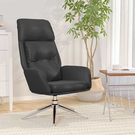 vidaXL Chaise de relaxation Noir Cuir véritable (1/5)