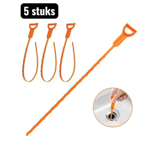Déboucheur manuel de canalisations de 52 cm avec ressort pour évier de cuisine et salle de bain élimine cheveux et résidus de savon couleur orange (1/5)