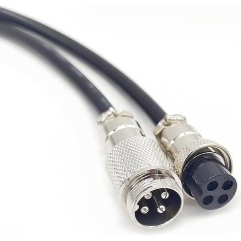 GX16 4 pôles Mâle à Femelle Câble Aviation, GX16 4 Prises Femelle à Mâle Connecteur Câbles Électriques Panneau de Montage Cercle Métal Aviation Adaptateur Câble pour Vaisseaux 20AWG (2 mètres) (1/5)