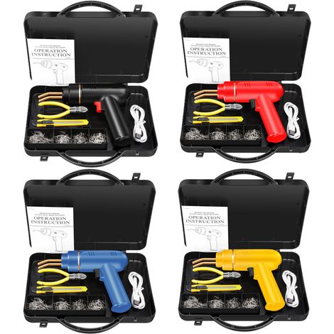 Poste à souder plastique rechargeable 200 W, jaune par USB, avec batterie 5 000 mA, 1 200 clous pour réparation de pare-chocs de voiture, sans fil (1/5)