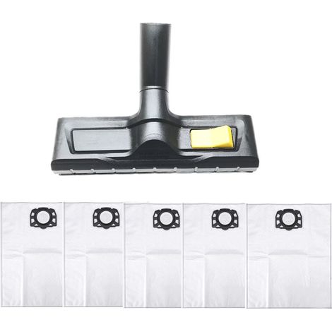 Brosse d'aspiration de 35 mm, compatible avec les aspirateurs à buse Kärcher WD5 et WD6, livrée avec un kit de 5 sacs anti-poussière  la brosse permet de passer des sols secs aux sols humides (1/5)