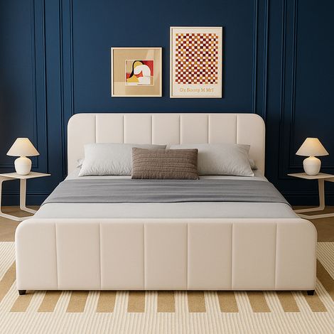 Letto con contenitore 160x200cm in velluto beige TAMPA