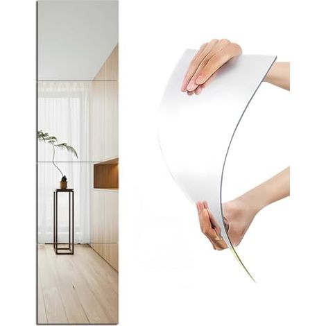 Autocollants miroir acrylique pour murs, 35 x 35 cm, miroirs muraux incassables, miroirs adhésifs, maquillage, maison, entraînement, salle de sport, couloir, carrelage (1/5)