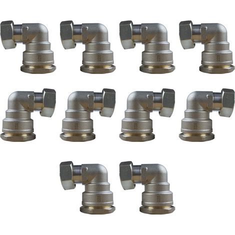 Lot de 10 Coudes laiton droit PEHD Ø25 Femelle écrou libre 3/4" (20/27) - ACS 16 Bars - Arco (1/4)