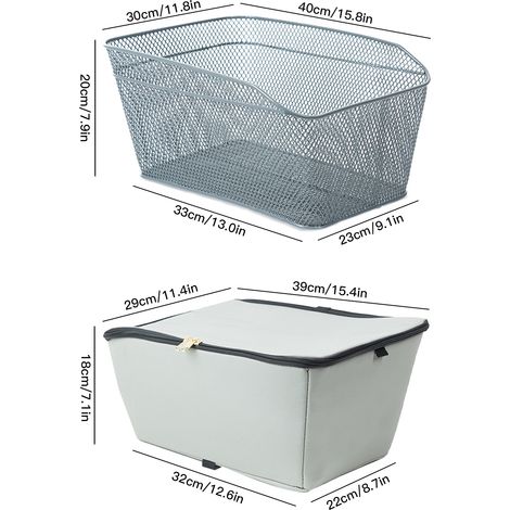 Panier de vélo arrière de grande capacité en fil métallique, sac de couverture étanche à la pluie (1/5)
