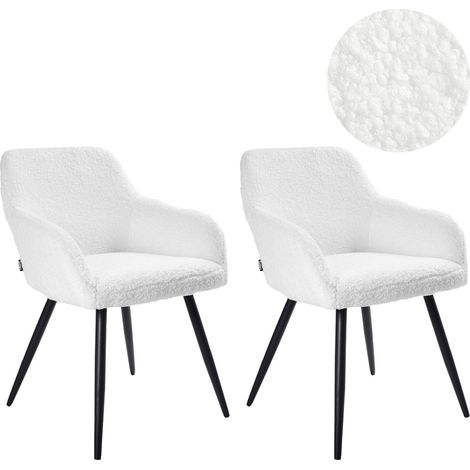Esszimmerstuhl 2er Set CASMALIA Bouclé Cremeweiß