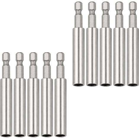 Lot De 5 Porte-embouts Magnétiques 60mm Acier Inoxydable, Rallonge À Changement Rapide 1/4" Hexagonal, Aimant Puissant Anti-glissement Compatible Visseuse Perceuse À Percussion (1/5)