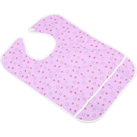 Tablier imperméable double épaisseur avec serviette anti-salive, bavoir de table, protection pour les repas des personnes âgées et adultes, motif floral rose, 45 x 65 cm (1/5)