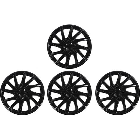 Tbest Capuchons de Moyeu de Roue 14 Pouces, ABS Universel Résistant aux Rayures, Noir, 4 Pièces pour Voitures et Camions (1/5)