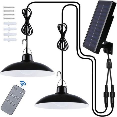 Lampe Solaire Extérieur - Double Tête - IP65 Étanche - Télécommande - Noir - Contemporain - Énergie Solaire (1/4)
