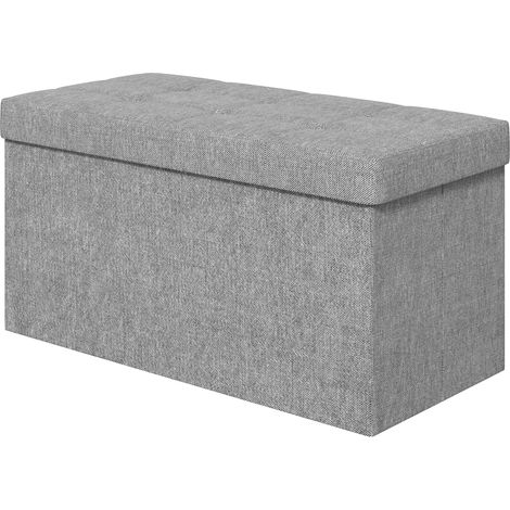 Klappbare Aufbewahrungsbank mit Deckel, Fußstütze fürs Bett, 76 x 38 x 38 cm, hellgrau (1/5)