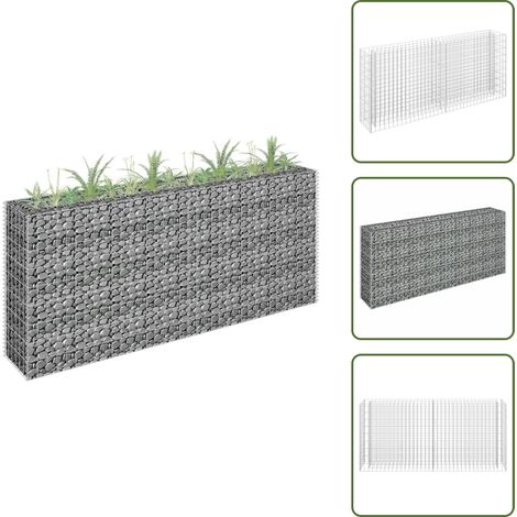 The Living Store Lit surélevé à gabion Acier galvanisé 180x30x90 cm - Bordure de jardin (1/5)