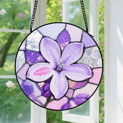 Suspension en vitrail - Attrape-soleil artistique coloré pour fenêtre, décoration maison unique, cadeau Fête des Mères, Anniversaire pour couple 25 cm (1/5)