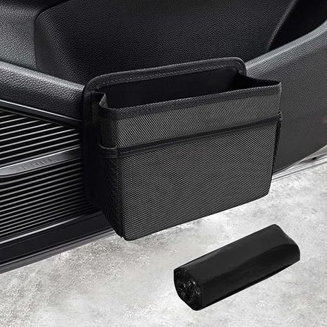 Car Side Door Trash, Mini Folding Car Trash, Portable Car Hanging Storage Box, for SUV Truck Camper (Black) (1/5)