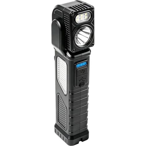 Lampe Torche LED Rechargeable Base Aimantée Lumière Rouge et Bleue Lampe Torche Brillante À Fonction Batterie Externe Rotative Pour Randonnée Réparation Exploration Cavités Pêche (1/5)