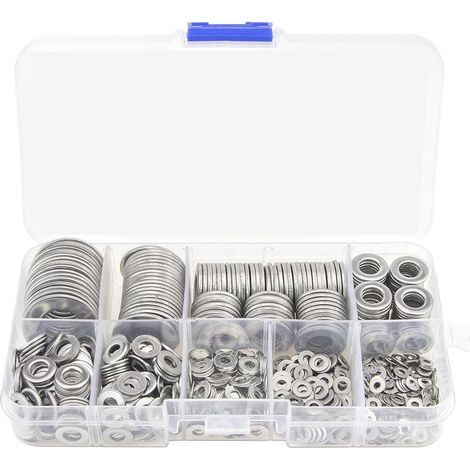 Lot de 580 Rondelles Plates en Acier Inoxydable 304 M2 M3 M4 M5 M6 M8 M10 M12 pour Bricolage DIY et Automobile (1/4)