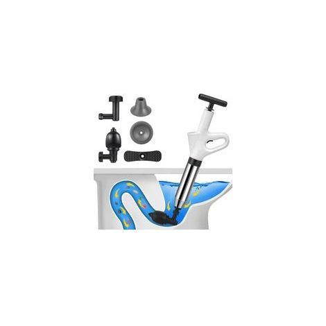 Déboucheur de Toilette à Air Comprimé, Déboucheurs Ventouses avec Baromètre, Ventouse Deboucheur WC avec 3 Têtes de Piston et Gonfleur, Débouchage (1/5)