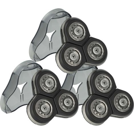 vhbw 3x Shaver Heads Replacement for Philips RQ12 New Edition, RQ12/70 for Electric Shaver Black
