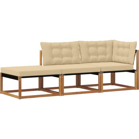 Maison Exclusive - Ecksofa-Einheiten für draußen mit Kissen 3 Stü