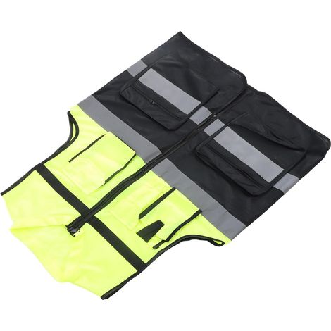 Gilet Réfléchissant Bicolore Gilet de sécurité Polyester Haute visibilité Classe 2 avec 5 Poches pour le Travail de Nuit, Guidage de la Circulation, Construction, Entrepôt, Personnel de (1/5)
