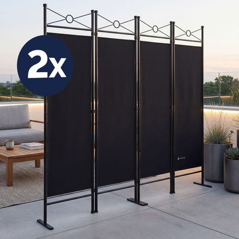 Casaria Set de 2 Paravent Lucca Noir 180x163cm séparateur de pièces brise-vue lavable polyvalent (1/5)