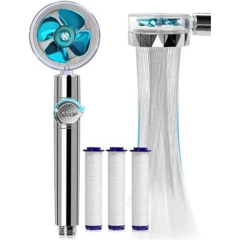 High-pressure handheld shower head with Vortex Hydro Jet Turbo Propeller filters, 360-degree rotating, easy to install (blue) (1/5)