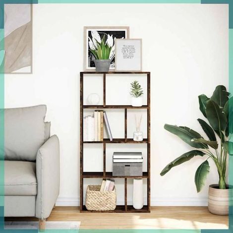 Bibliothèque - 858151 - chêne fumé - 8 étagères - 60 x 20 x 120,5 cm (1/5)