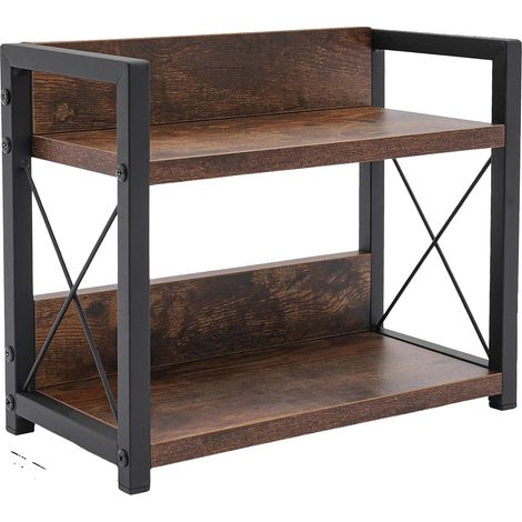 Organizador de estantes para encimera de cocina, MDF y hierro resistentes, diseño que ahorra espacio, marrón. (1/2)