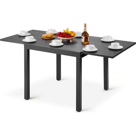 VEVOR Expandable Outdoor Patio Dining Table, 80-160cm Rectangular Backyard Bistro Tables for 4-6, Aluminum Frame Metal Steel Slat , All-Weather Large Furniture for Lawn Garden Porch, Dark Gray (1/5)