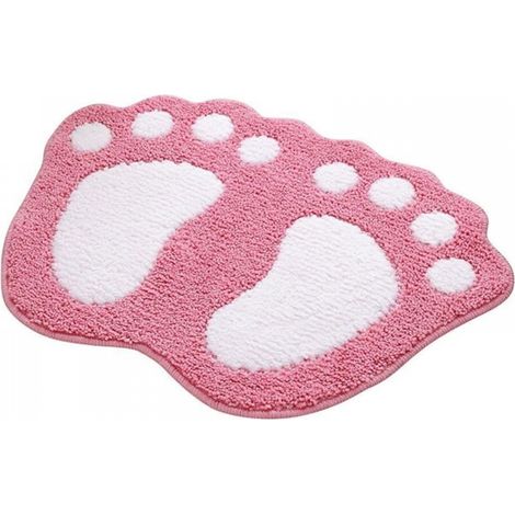 Tapis de salle de bain antidérapant et absorbant en polyester rose 40 x 60 cm (1/5)