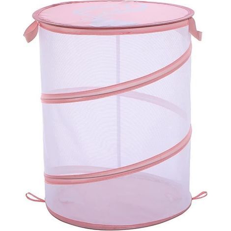 Laundry Basket - Transparent - Flexible - Pink - 35x45cm Polyester