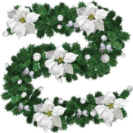 Jiubiaz Ghirlanda natalizia luminosa 2,7 m, 50 LED, decorazioni argentate e vano batterie (1/5)