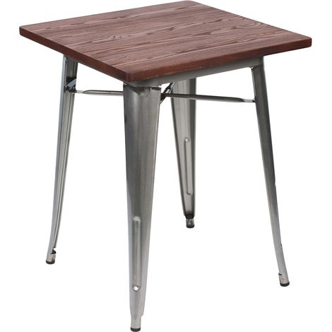 7house Quadratischer Esstisch im Industriestil aus Holz und Stahl, 60 x 60 x 76 cm