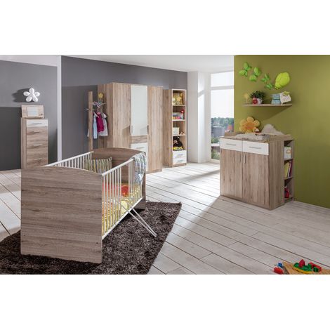 Babyzimmer komplett Set JOHANNESBURG-43 in Eiche Nb. mit weiß (1/5)