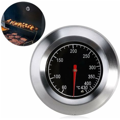 Thermomètre analogique pour tous types de grils, fumoirs et chariots à barbecue - noir - AquaForge (1/5)
